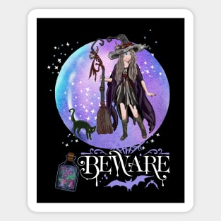 Magic Witch Tarot cards Beware potion witchy hat Witchcraft astrology Halloween Magnet